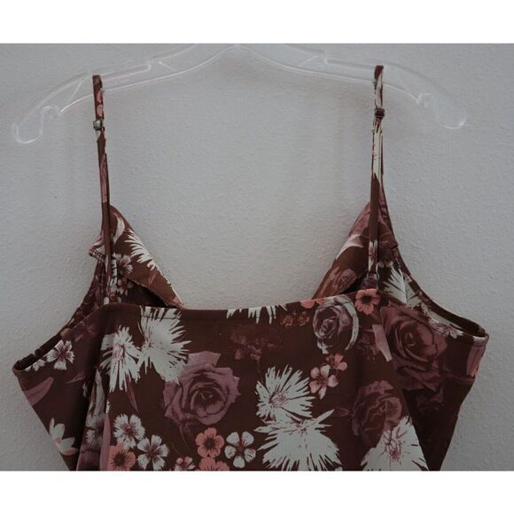 BP.  Women's Sz L Brown Floral Drape Neck Mini Sundress Dress - Picture 5 of 9